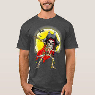 Dabbing Skeleton Pirate Halloween Party Boys Kids T-Shirt