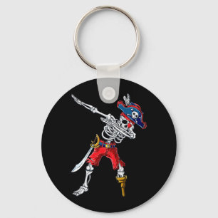 Dabbing Skeleton Pirate Key Ring