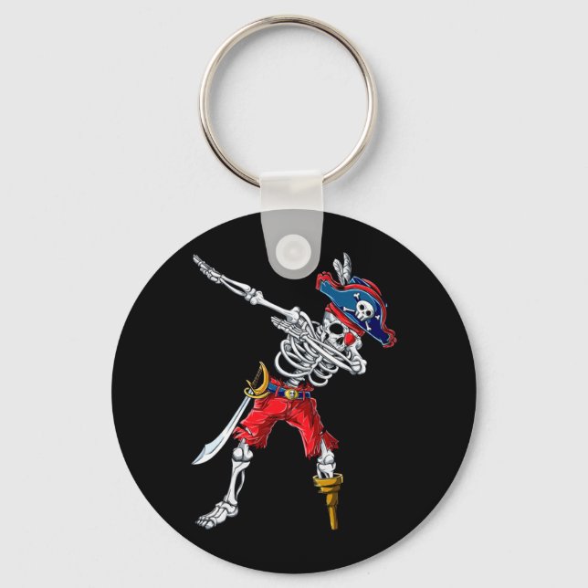 Dabbing Skeleton Pirate Key Ring (Front)
