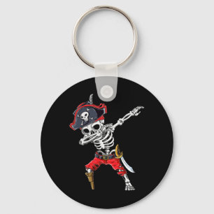 Dabbing Skeleton Pirate Key Ring