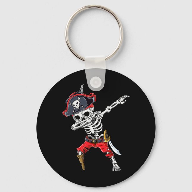 Dabbing Skeleton Pirate Key Ring (Front)
