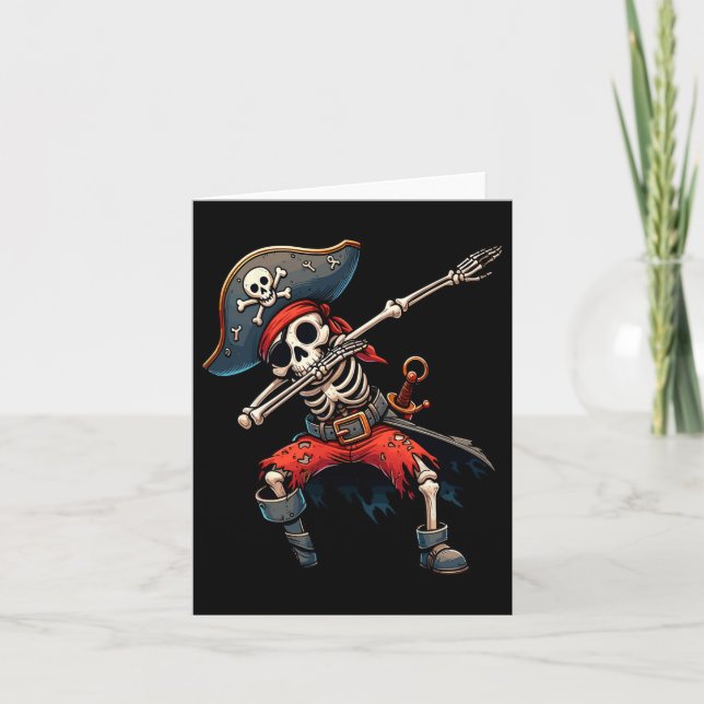 Dabbing Skeleton Pirate Kids  Card (Front)