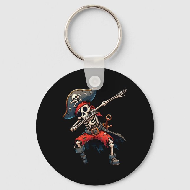 Dabbing Skeleton Pirate Kids  Key Ring (Front)