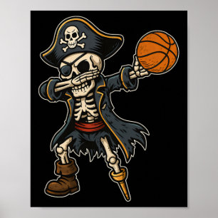Dabbing Skeleton Pirate Sketll Halloween Pirate Da Poster