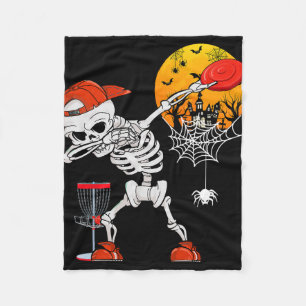 Dabbing Skeleton Playing Disc Golf Halloween Playe Fleece Blanket