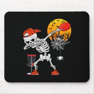 Dabbing Skeleton Playing Disc Golf Halloween Playe Mouse Pad