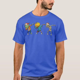 Dabbing Skeleton Pumpkin Design Gift Funny Hallowe T-Shirt