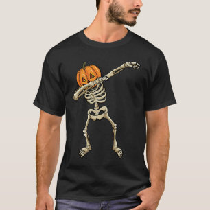 Dabbing Skeleton Pumpkin Halloween Jack O Lantern T-Shirt