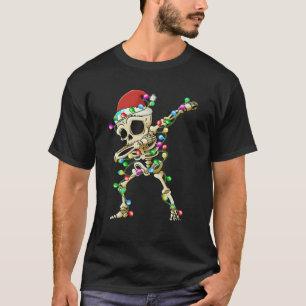 Dabbing Skeleton Santa Christmas Tree Lights Xmas  T-Shirt
