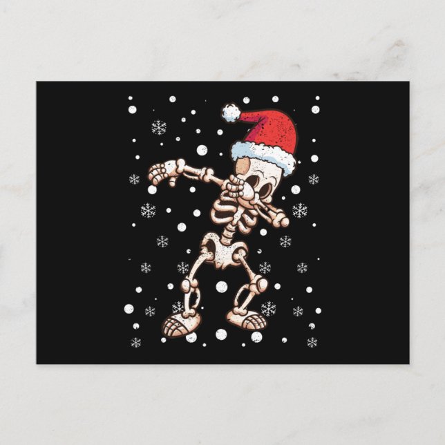 Dabbing skeleton Santa Claus Christmas Postcard (Front)