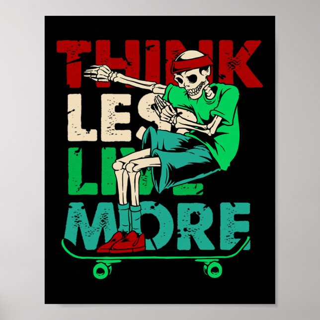 Dabbing Skeleton Skateboarder Skater Deck Skateboa Poster (Front)