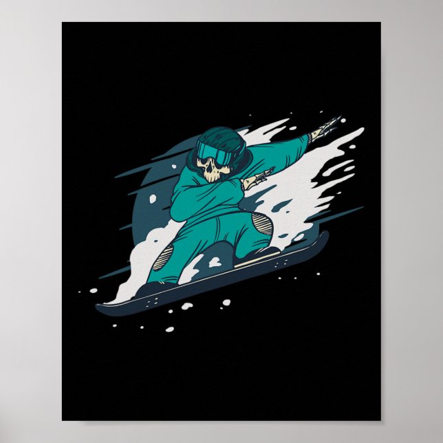 Dabbing Skeleton Snowboarder Snowboard Snowboardin Poster (Front)