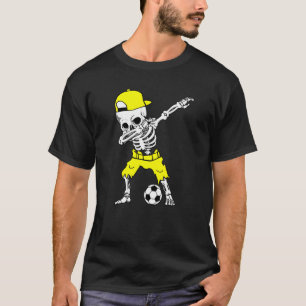 Dabbing Skeleton  Soccer Halloween Sport Player T-Shirt