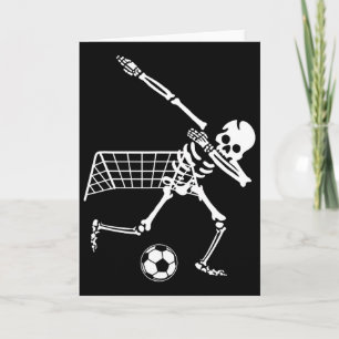 Dabbing Skeleton Soccer Humour Funny Halloween Gif Card
