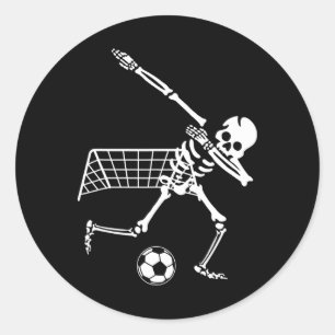 Dabbing Skeleton Soccer Humour Funny Halloween Gif Classic Round Sticker
