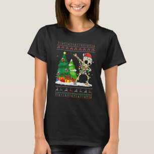 Dabbing Skeleton Tree Santa Hat Ugly Christmas Swe T-Shirt