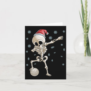 Dabbing Skeleton Volleyball Christmas Santa Hat T Card