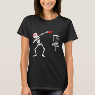 Dabbing Skeleton Wear Hat Disc Golf Player Hallowe T-Shirt