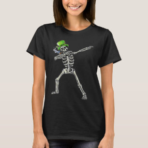 Dabbing Skeleton Wearing Green Hat  St Patrick's D T-Shirt