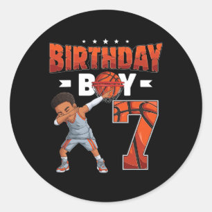 Dabbing Sketll Player 7 Years Old Boy 7th Birthday Classic Round Sticker