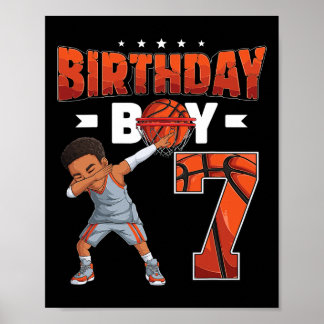 Dabbing Sketll Player 7 Years Old Boy 7th Birthday Poster