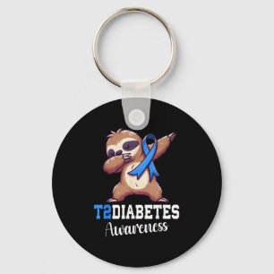 Dabbing Sloth Diabetes Awareness Type 2 Diabetes B Key Ring