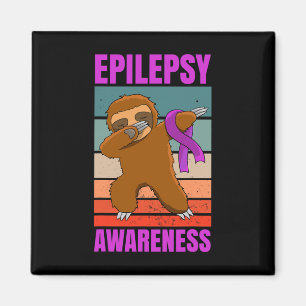 Dabbing Sloth Epilepsy Seizures Awareness Ribbon Magnet