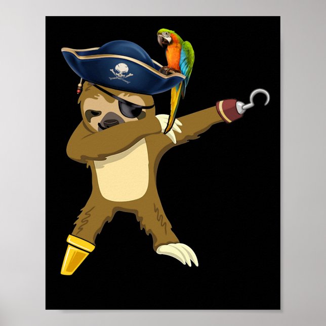 Dabbing Sloth Pirate Dab Dancing Poster (Front)