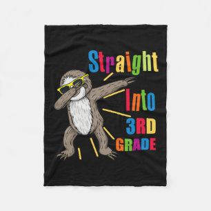 Dabbing Sloth Straight Into 3rd Third Grade First Fleece Blanket