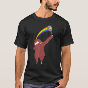 Dabbing Sloth Tennis Player Rainbow Tennis T-Shirt