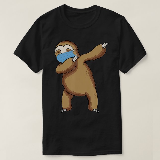 Dabbing Sloth With Face Mask  Funny Dab Gift Bunny T-Shirt (Design Front)