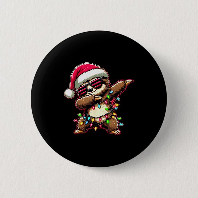 Dabbing Sloth Xmas For Kids Boys Girl Sloth Lover  6 Cm Round Badge (Front)