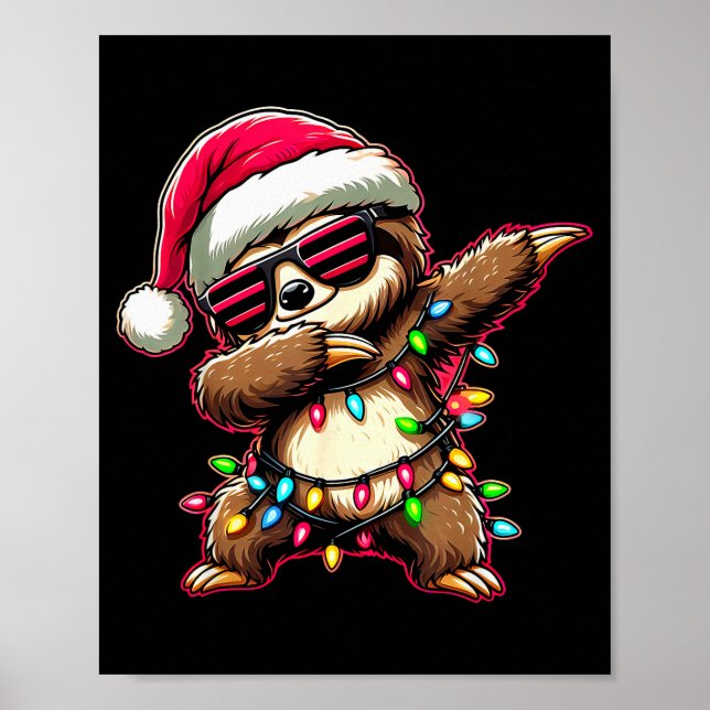 Dabbing Sloth Xmas For Kids Boys Girl Sloth Lover  Poster (Front)