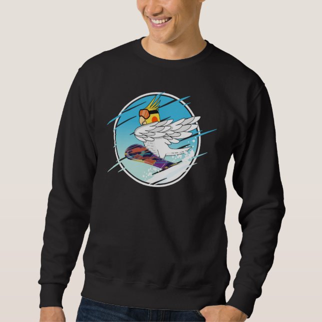 Dabbing Snowboard Parrot I Lutino Cockatiel Sweatshirt (Front)