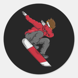 Dabbing Snowboarder Cute Snowboarding Funny Dab Sk Classic Round Sticker