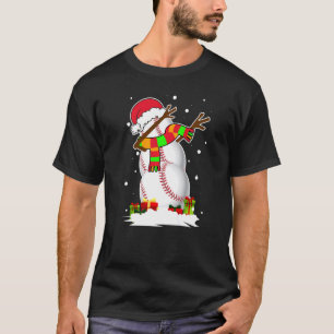 Dabbing Snowman Baseball Ball Santa Christmas Paja T-Shirt