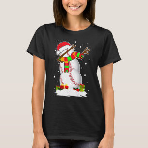 Dabbing Snowman Baseball Ball Santa Christmas Paja T-Shirt