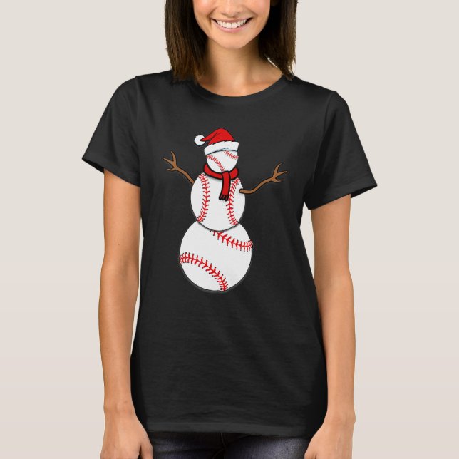 Dabbing Snowman Baseball Ball Santa Christmas Paja T-Shirt (Front)