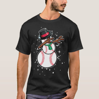 Dabbing Snowman Baseball Funny Christmas baseball  T-Shirt