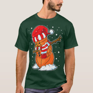 Dabbing Snowman Basketball Ball Christmas Santa Bo T-Shirt