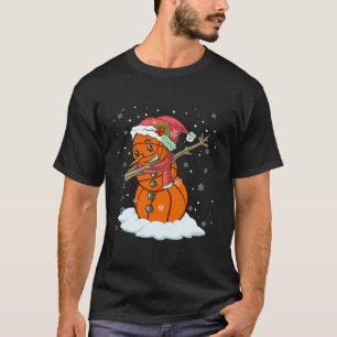 Dabbing Snowman Basketball Ball Tee Christmas Sant