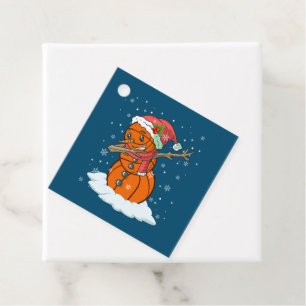 Dabbing Snowman Basketball Ball Tee Christmas Sant Favour Tags