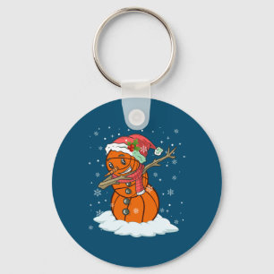 Dabbing Snowman Basketball Ball Tee Christmas Sant Key Ring