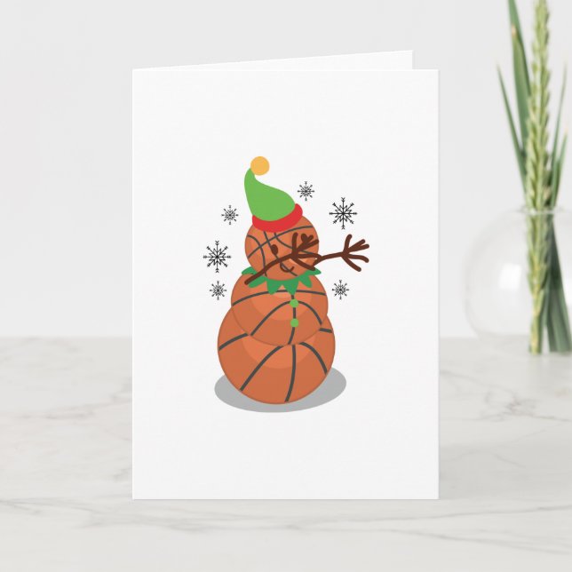 Dabbing Snowman basketball Christmas Funny Dab Holiday Card (Front)