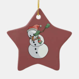 Dabbing Snowman Funny Christmas Home Decor Ceramic Ornament