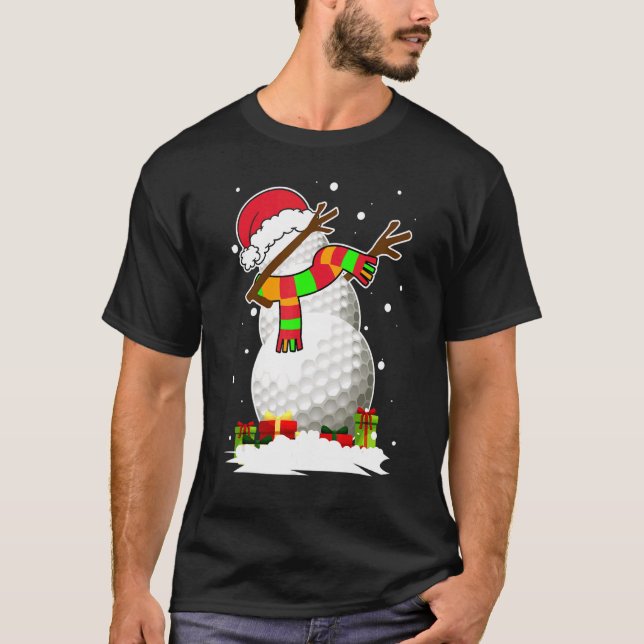 Dabbing Snowman Golf Ball Santa Christmas Pajama X T-Shirt (Front)