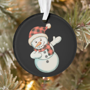Dabbing Snowman Lumberjack Buffalo Plaid Christmas Ornament