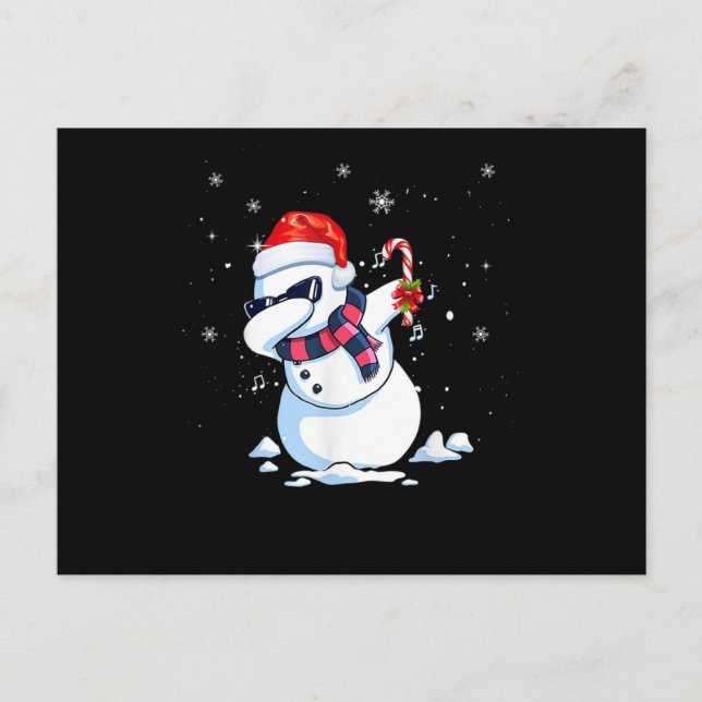 Dabbing Snowman Santa Christmas.Png Announcement Postcard (Front)