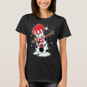 Dabbing Snowman Soccer Ball Christmas Santa Boys K T-Shirt
