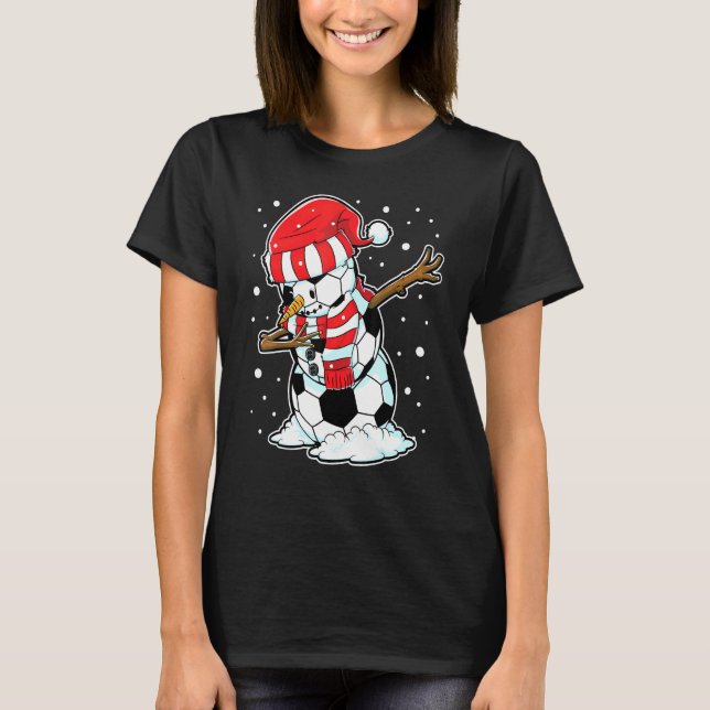 Dabbing Snowman Soccer Ball Christmas Santa Boys K T-Shirt (Front)